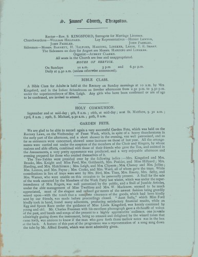 Thrapston Parish Magazine, September 1906 (inside front cover)