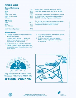 Thrapston Swimming Pool Brochure (back cover)