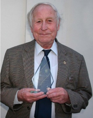 Bernard Dennison - Receiving his crystal award in recognition for his work as a Town Councillor in 2007 - (1921 - 2012) | Eric Franklin