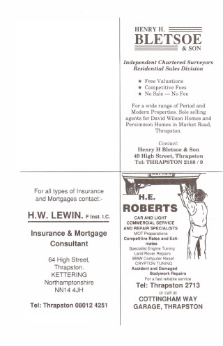 1990 Business Advertisements (Thrapston) - 1 1990 Business Advertisements (Thrapston)