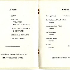 Nene Valley Wheelers 1952 -Menu & Toasts