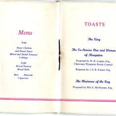 Safe return from 1939-1945 War  - Menu & Toasts