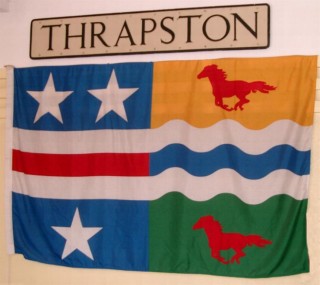 flag 1 Thrapston Town Flag - incorporating the Stars & Stripes associated with the Washington family